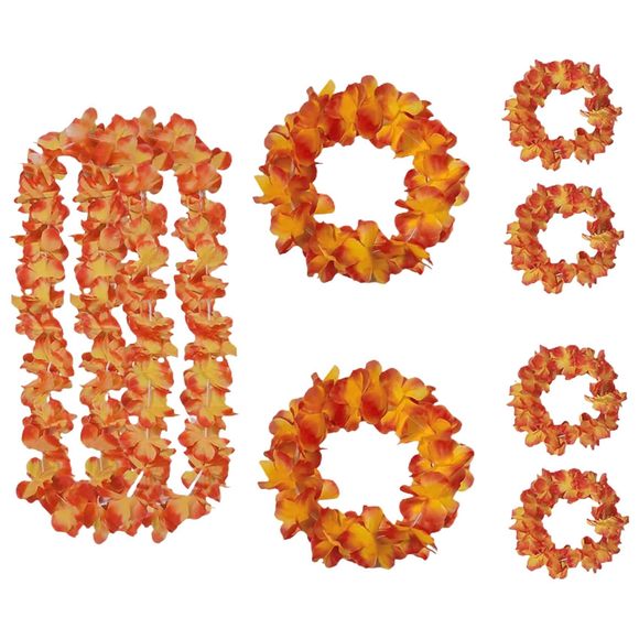 Leis For Luau Party, 8 Pcs Hawaiian Leis Flower Single Color, Necklace🙂 - Picture 1 of 5
